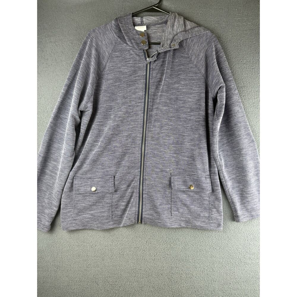 Weekends By Chicos Blue Zip Front Jacket Size 2 L… - image 1